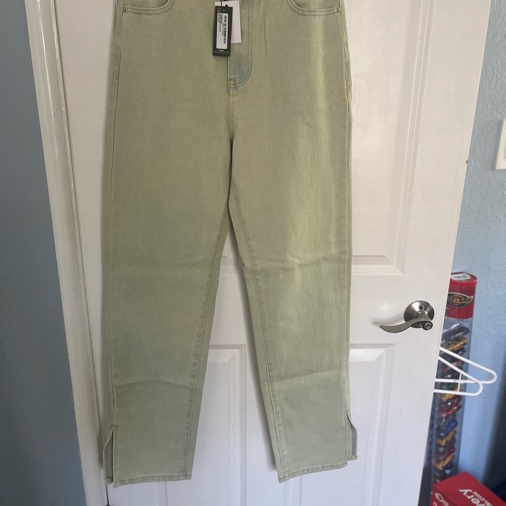 PrettyLittleThing Straight Leg Split Hem Jeans - Light Blue Size 6 - Picture 3 of 10